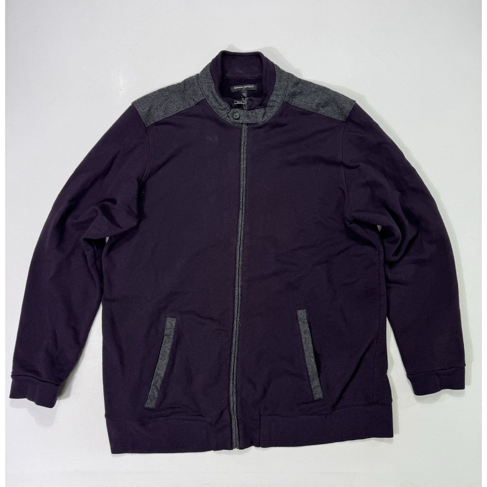 Banana Republic Mens 2XL Heavy Cotton Full Zip Jacket Purple Grey 666286-01